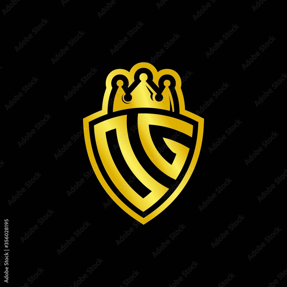 OG monogram logo with shield and crown style design template Stock ...