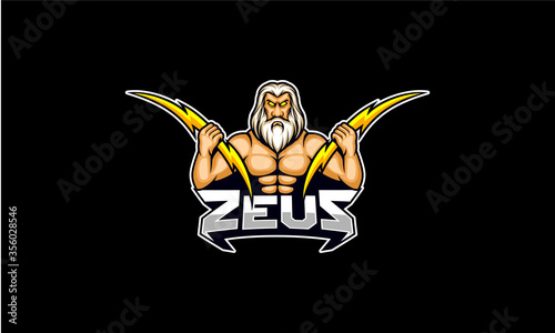Zeus hold lighting bolt vector illustration