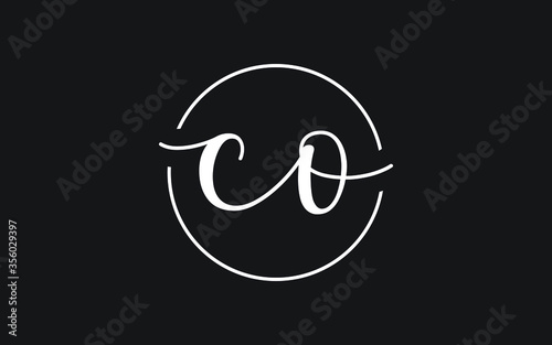 co or oc Cursive Letter Initial Logo Design, Vector Template