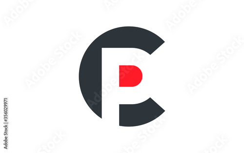 CP or PC Letter Initial Logo Design, Vector Template