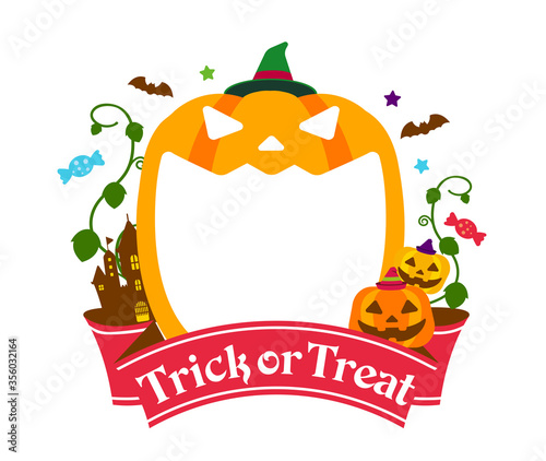 Halloween pumpkin head (jack o lantern) illustration (mouth open) / Text space in the mouth