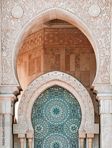 Vertical shot of Hassan II Mosque in Casablanca, Morocco