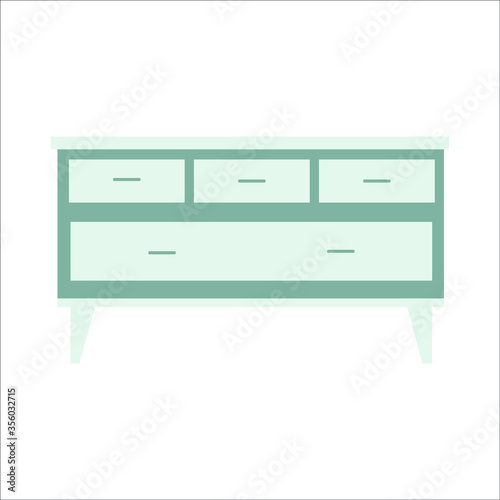 Chest of drawers on a white background. Vector illustration, flat design.