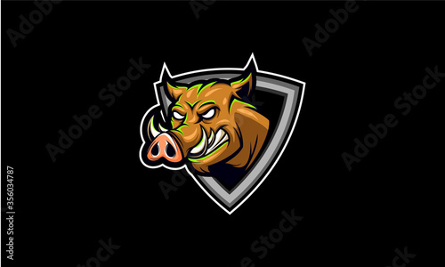 Wild boar emblem vector mascot, esport gaming logo