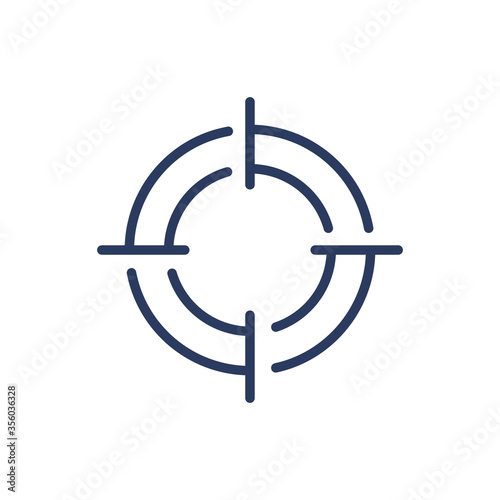 Empty focus thin line icon. Circle shape, goal, target, crosshair isolated outline sign. Challenge, accuracy, marketing concept. Vector illustration symbol element for web design and apps