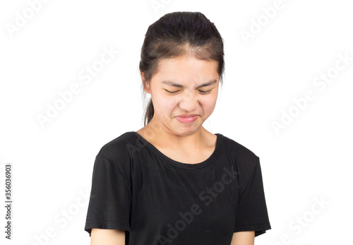 Принти на полотні woman look something feel afraid and disdain