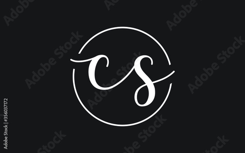 cs or sc Cursive Letter Initial Logo Design, Vector Template