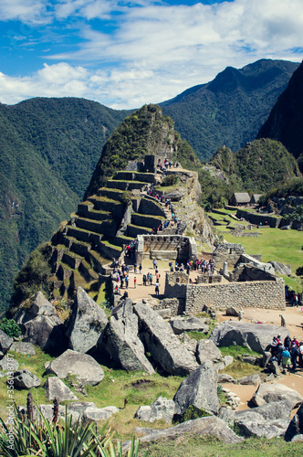 Panoramic view on Ancient city of Machu Picchu in Peru. South America.