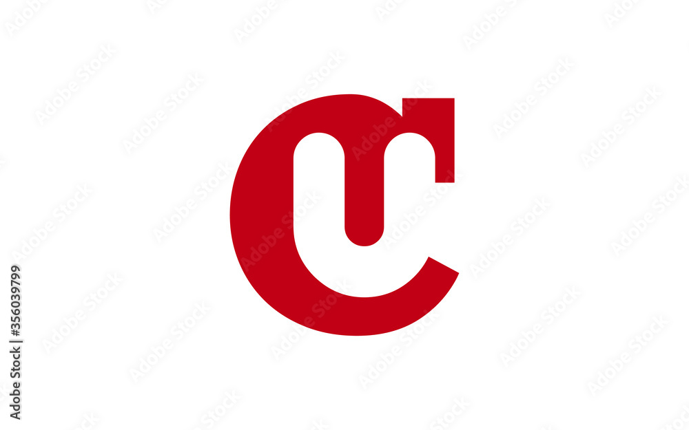 CU or UC Letter Initial Logo Design, Vector Template