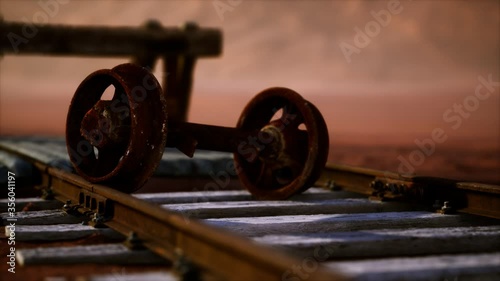 Abandoned railway tracks in the desert
