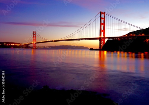 Long exposure of the golden gate bridge at dusk