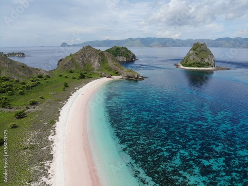 The beautiful long pink beach in Labuan Bajo, Komodo National Park, Indonesia