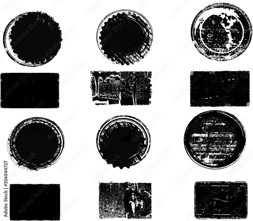 Grunge post Stamps Collection, Circles. Banners, Insignias , Logos, Icons, Labels and Badges Set . vector distress textures.blank shapes.