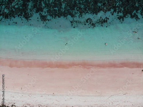 The beautiful long pink beach in Labuan Bajo, Komodo National Park, Indonesia