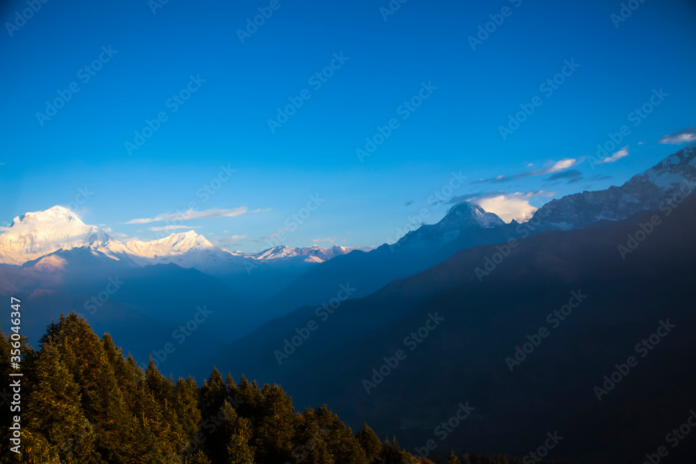 Beautiful Annapurna mountains view from Poon Hill viewpoint, Nepal