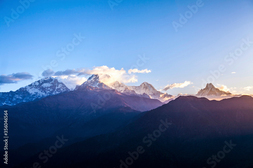 Beautiful Annapurna mountains view from Poon Hill viewpoint, Nepal © svetlanamarkova