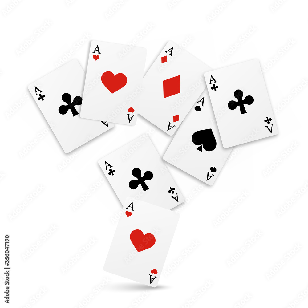 Set of four of a kind aces playing cards. Realistic vector Set of four of a kind aces playing cards. Realistic vector