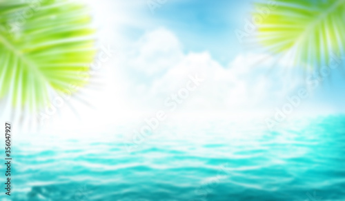 Summer sea with sparkling waves and blue sunny sky