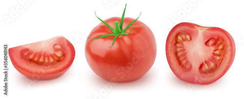 Set of fresh red tomatoes isolated on a white background.