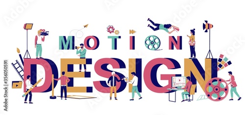 Motion design typography banner template, vector flat illustration