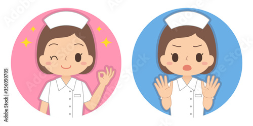 看護師のアイコンセット(OK, NO)