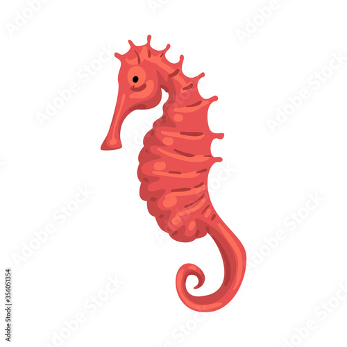Seahorse or Hippocampus, Marine Life Element, Sea or Ocean Creature Vector Illustration