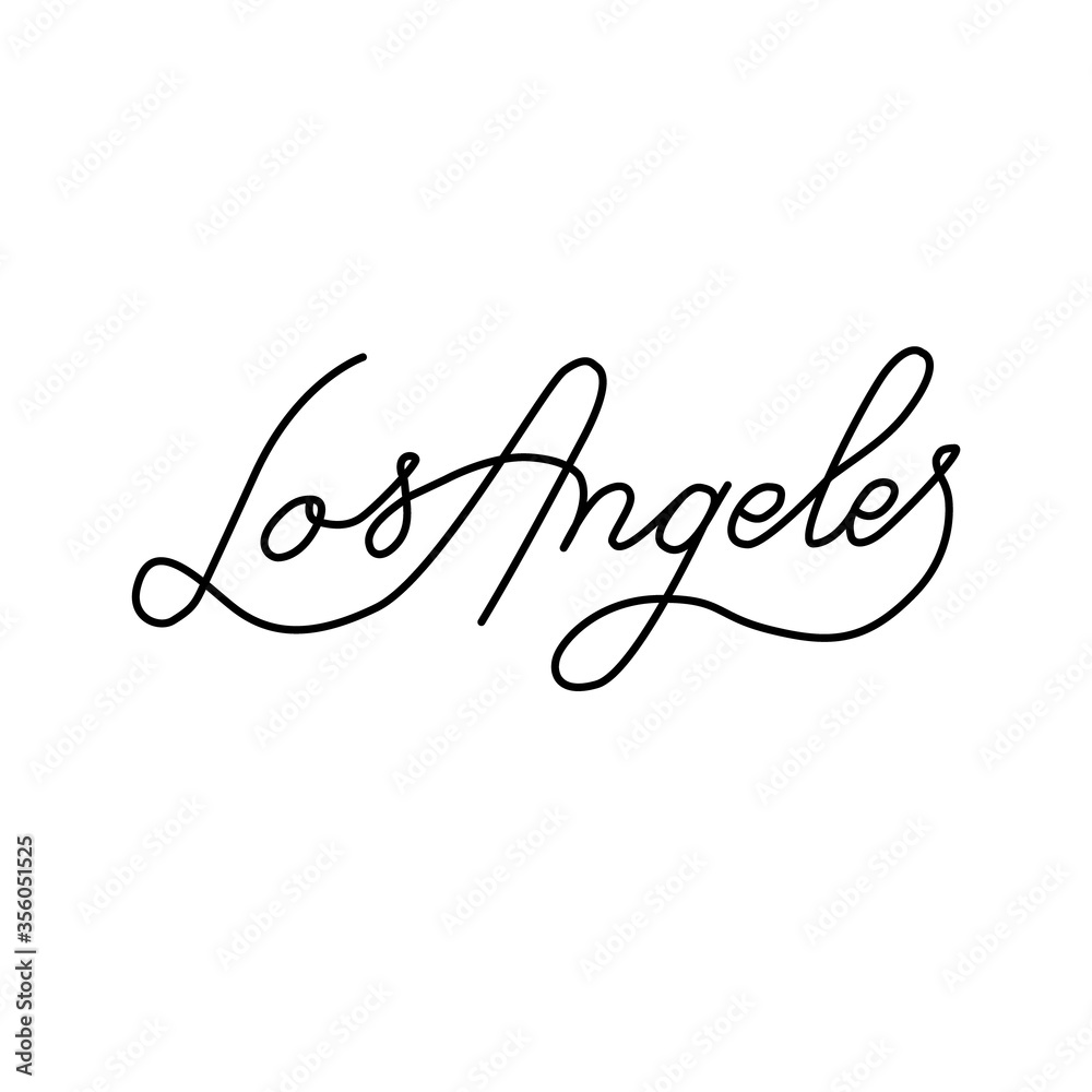 Los Angeles handwritten inscription. City name hand drawn lettering isolated on white background. Calligraphic element for your design. Vector illustration.