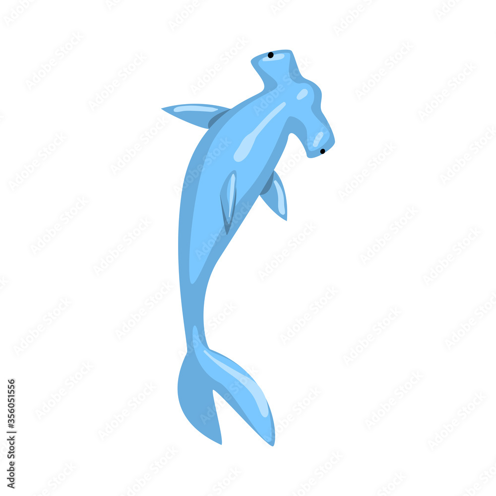 Obraz premium Hammerhead Shark, Marine Life Element, Sea or Ocean Animal Vector Illustration