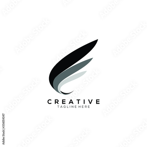 Luxury wing logo black  color design template