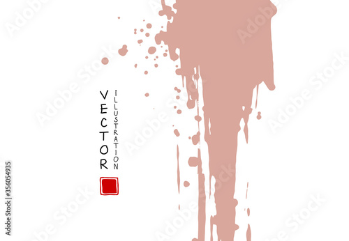 Abstract ink background. Chinese calligraphy art style, brown paint stroke texture on white paper.