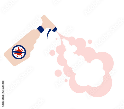 Antiseptic with a spray on a white background. Vector illustration, flat cartoon design, eps 10.