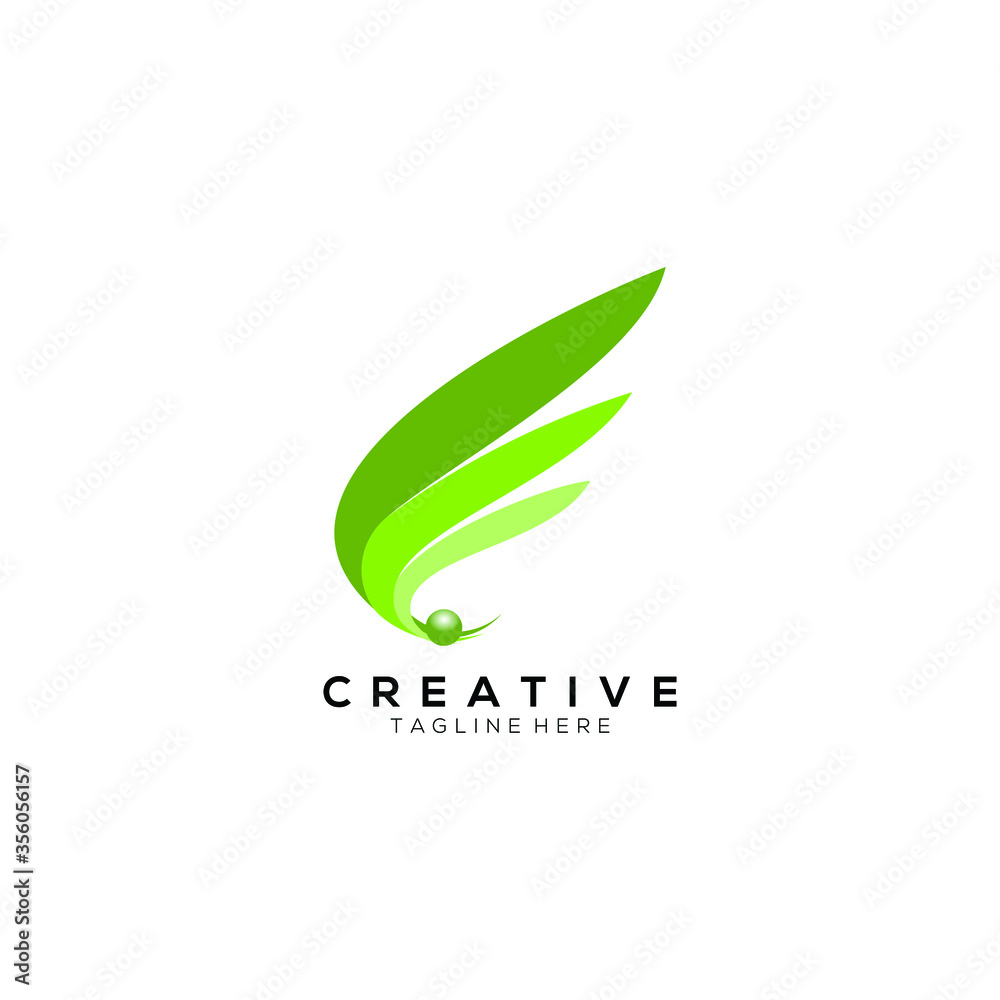 wing  and globe logo  green color design template