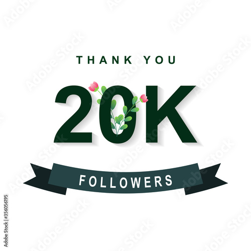 Thank You 20k Followers Celebartion eith nature element template design
