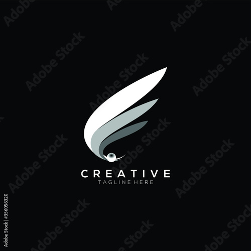 wing  and globe logo  white color design template