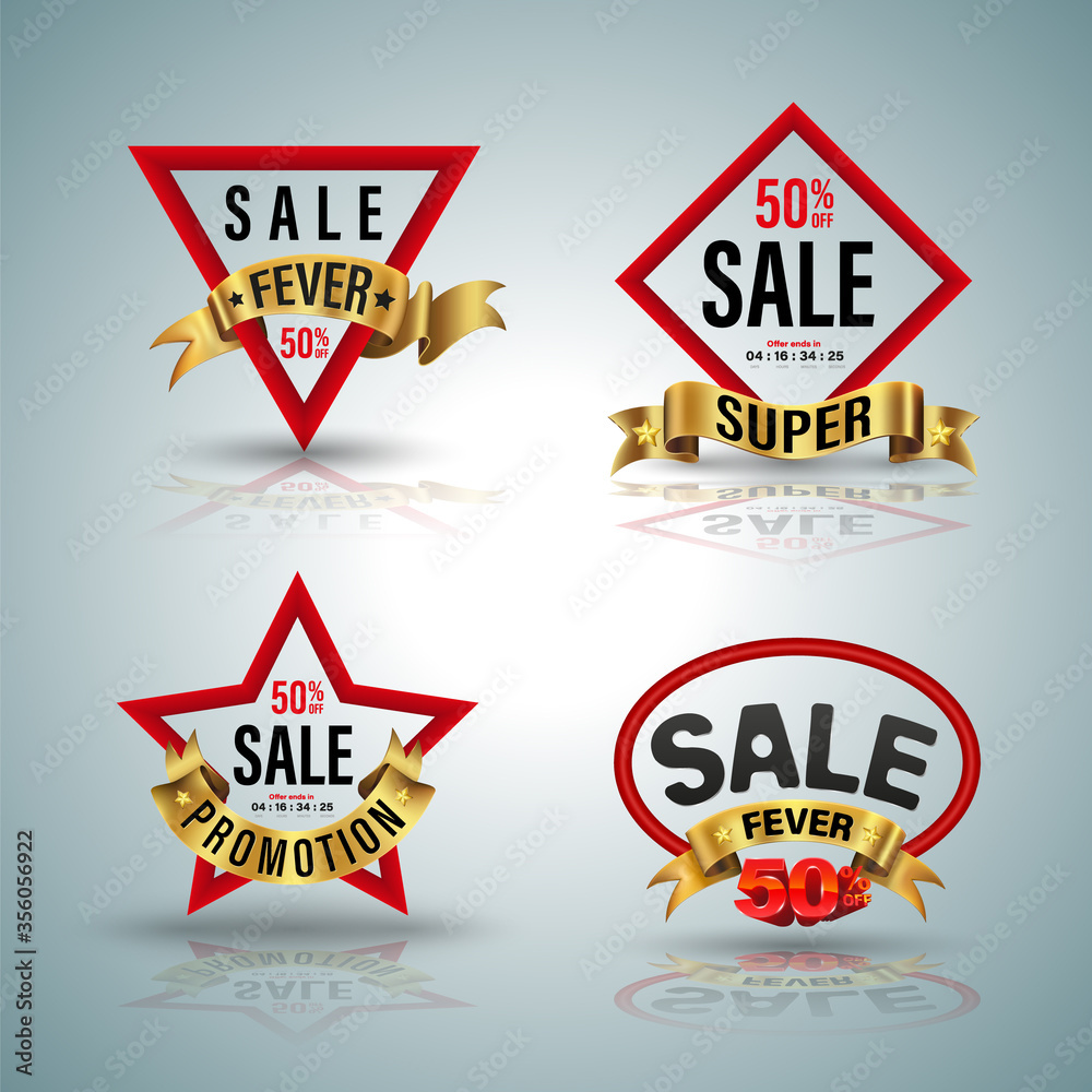 Sale shape set banner for element promotion poster and web banner. Sale shape set banner for element promotion poster and web banner.