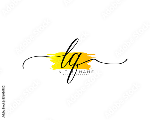 L Q Initial handwriting logo vector