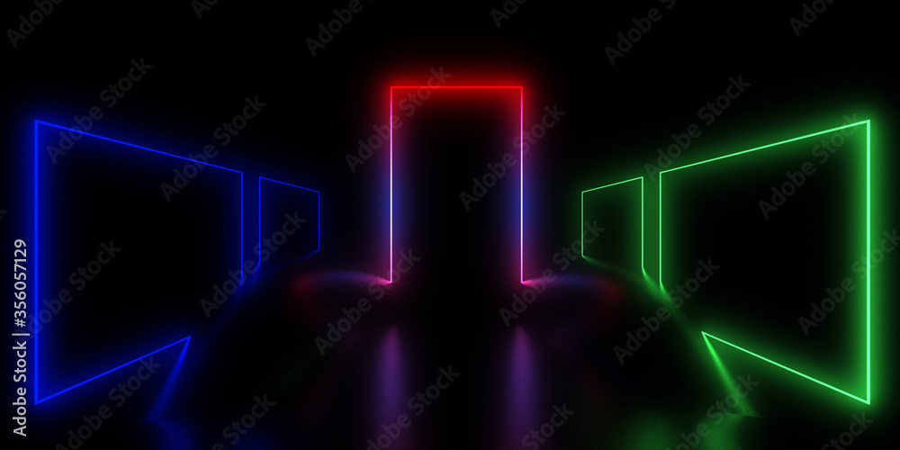 3D abstract background with neon lights. 3d illustration 3D abstract background with neon lights. 3d illustration