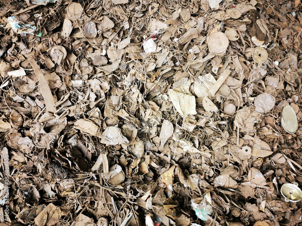 Canned scraps collected for sorting and prepared for sale for processing. Canned scraps collected for sorting and prepared for sale for processing.
