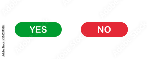 green yes and red no buttons, rounded rectangle solid vector signs