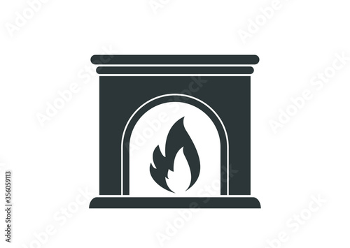 Fireplace icon.  Brick fireplace vector design. 