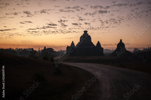 Mrauk U ancient town with pagoda and temple surrounding  Myanmar