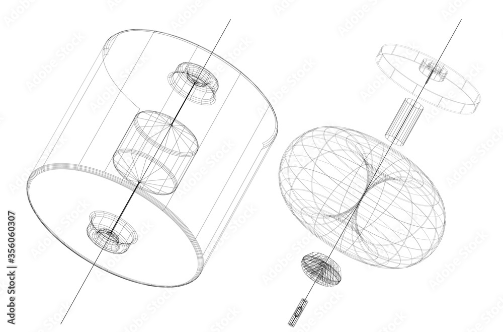 Φωτογραφία 3d sketch of modern industrial equipment on white background