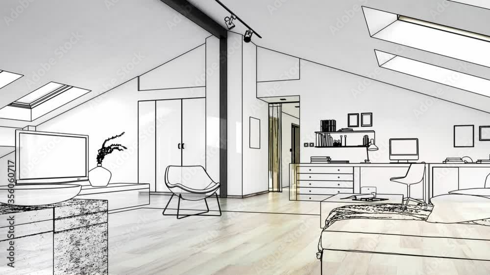 Refurbished Attic Apartment - loopable 3d visualization