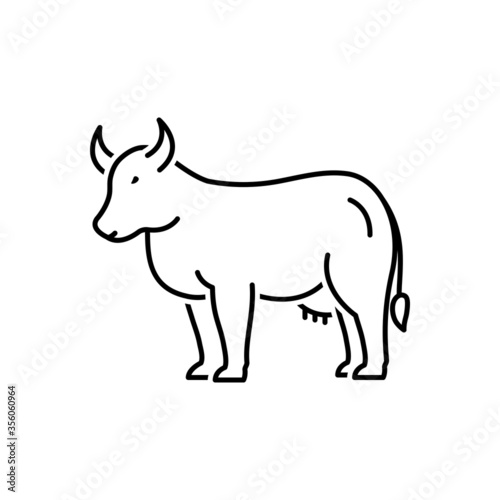 Black line icon for cow 