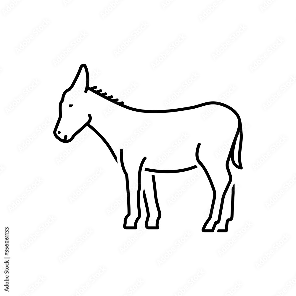 Black line icon for donkey
