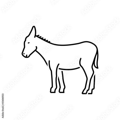 Black line icon for donkey 