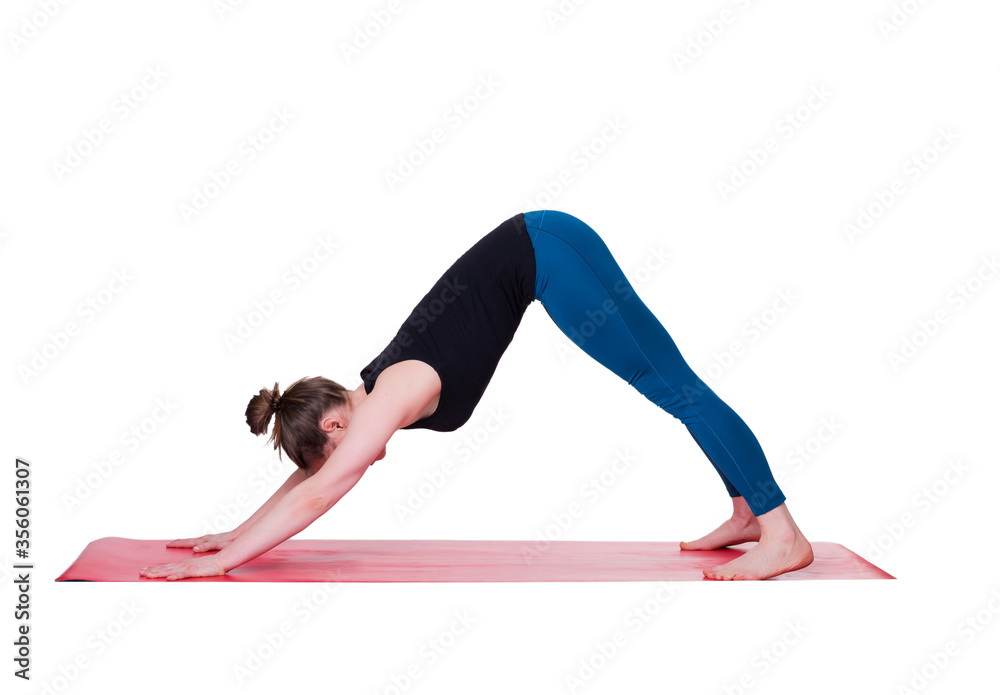 Young woman exercising (fitness, yoga, gymnastics) isoleted on white background Young woman exercising (fitness, yoga, gymnastics) isoleted on white background