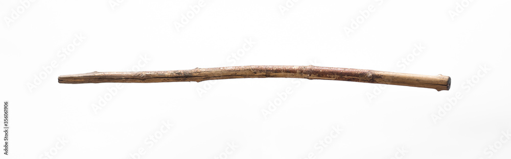ancient wooden stick for walking isolated on white background ancient wooden stick for walking isolated on white background