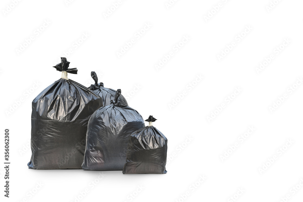 Trash Full Black garbage gag isolated on white background with clipping paths. Trash Full Black garbage gag isolated on white background with clipping paths.