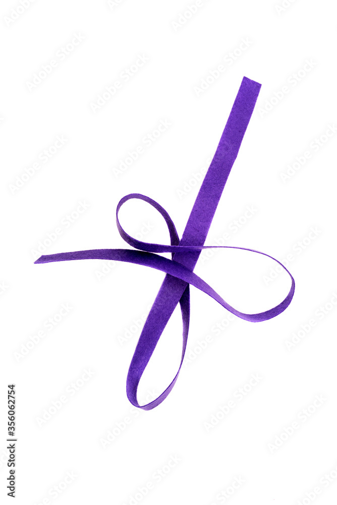 Violet strip of felt fabric isolated on a white background. Violet strip of felt fabric isolated on a white background.